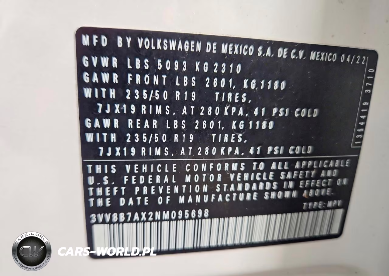 2022 Volkswagen Tiguan Se R-Line Black VIN:3VV8B7AX2NM095698 - 13