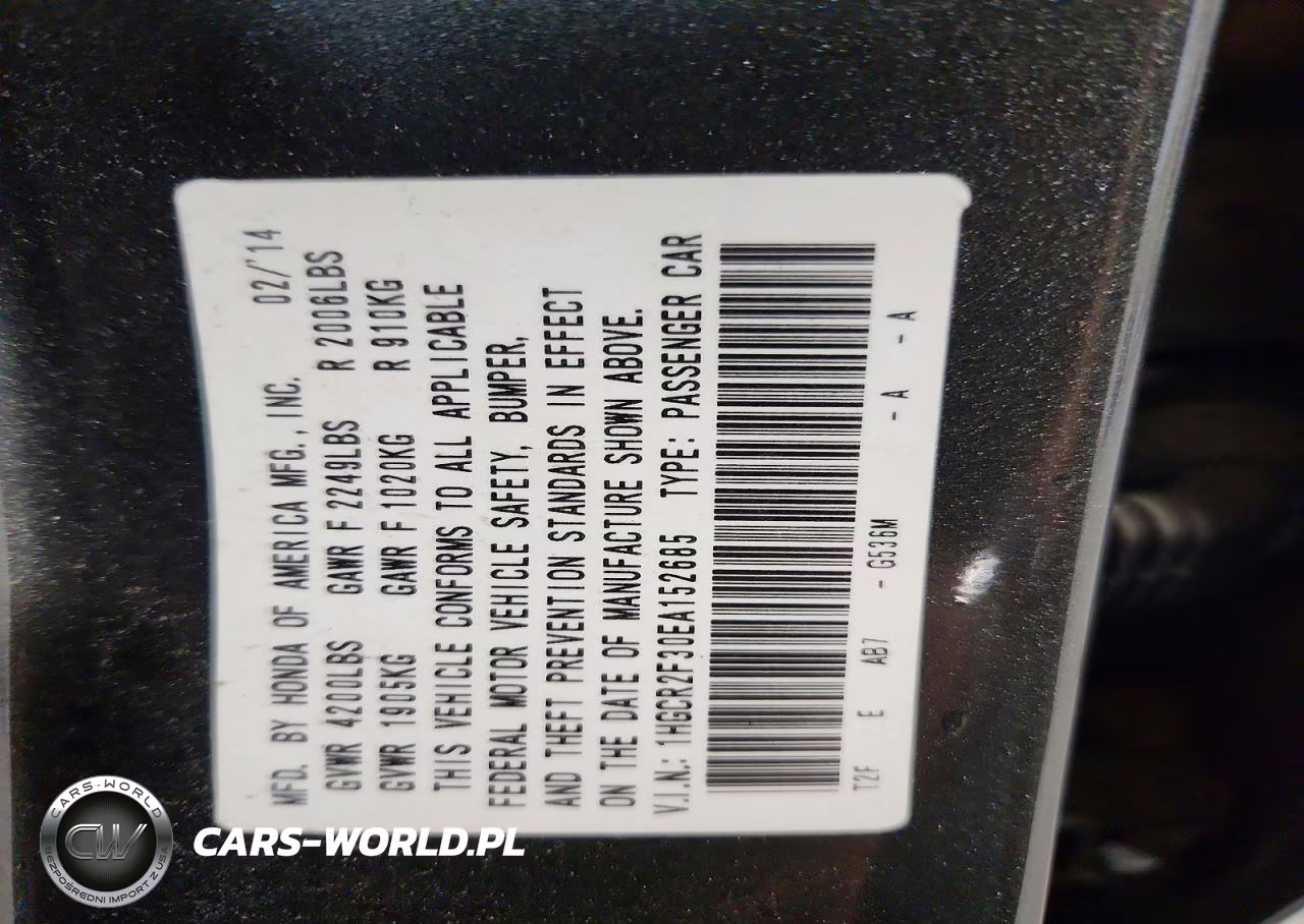 2014 Honda Accord Lx VIN:1HGCR2F30EA152685 - 12