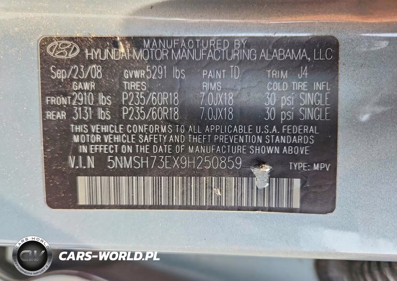 2009 Hyundai Santa Fe Se VIN:5NMSH73EX9H250859 - 12