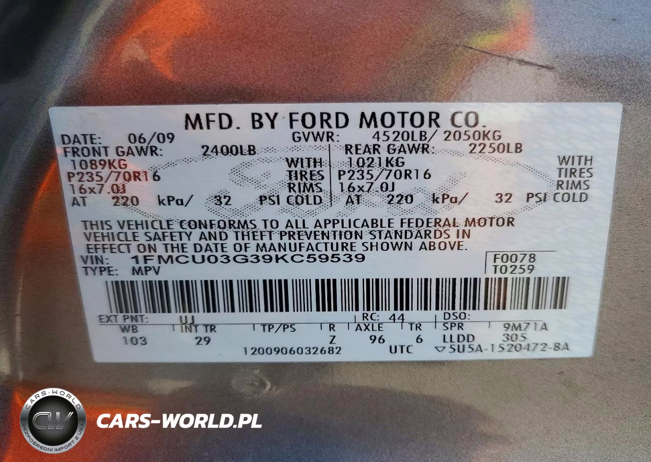 2009 Ford Escape Xlt VIN:1FMCU03G39KC59539 - 13