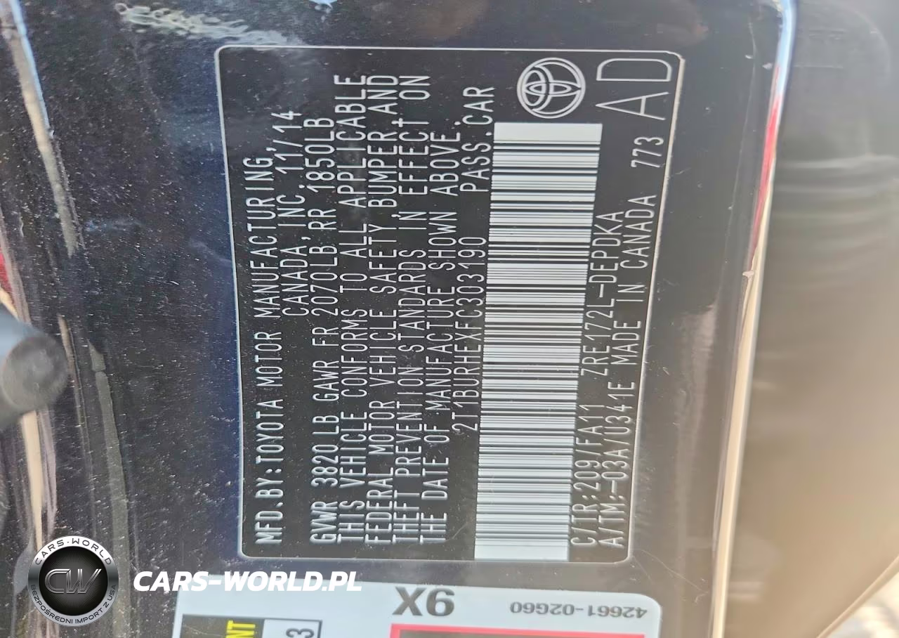 2015 Toyota Corolla L VIN:2T1BURHEXFC303190 - 12