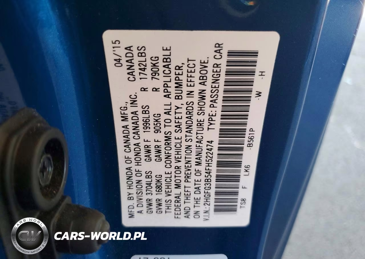 2015 Honda Civic Lx VIN:2HGFG3B54FH522474 - 12