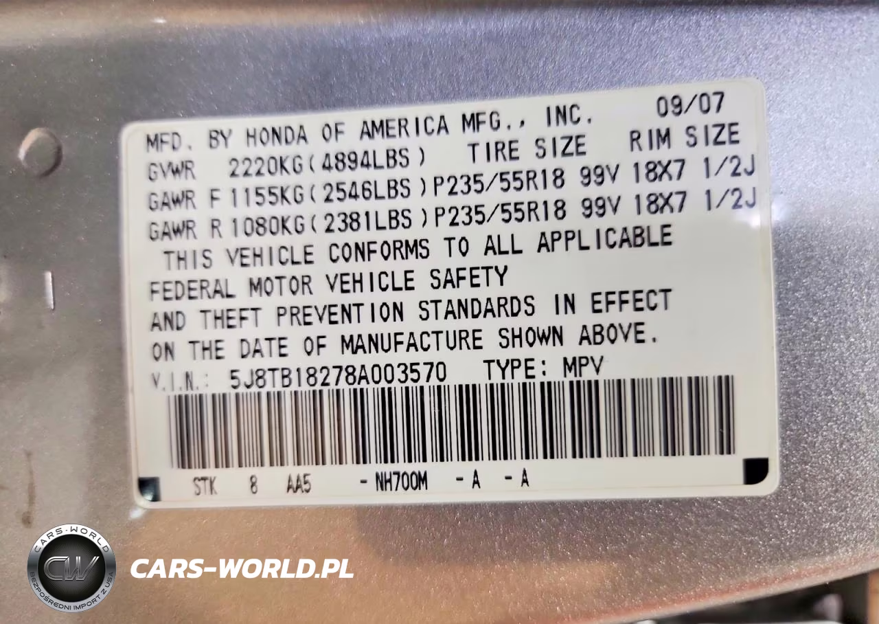 2008 Acura Rdx VIN:5J8TB18278A003570 - 13