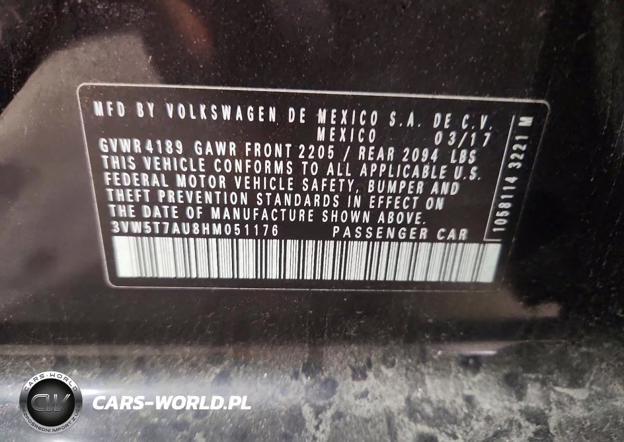 2017 Volkswagen Gti S VIN:3VW5T7AU8HM051176 - 13