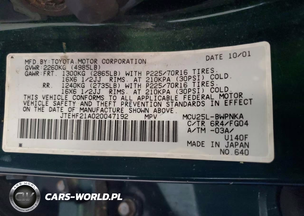 2002 Toyota Highlander Limited VIN:JTEHF21A020047192 - 13
