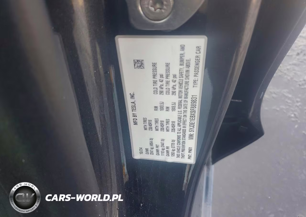 2025 Tesla Model 3 VIN:5YJ3E1EBXSF889831 - 12