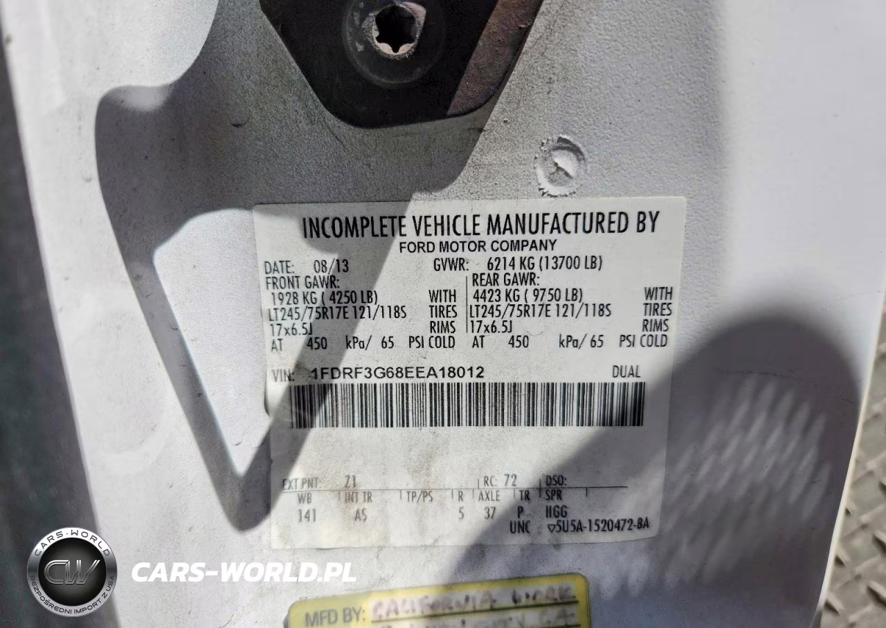 2014 Ford F350 VIN:1FDRF3G68EEA18012 - 12