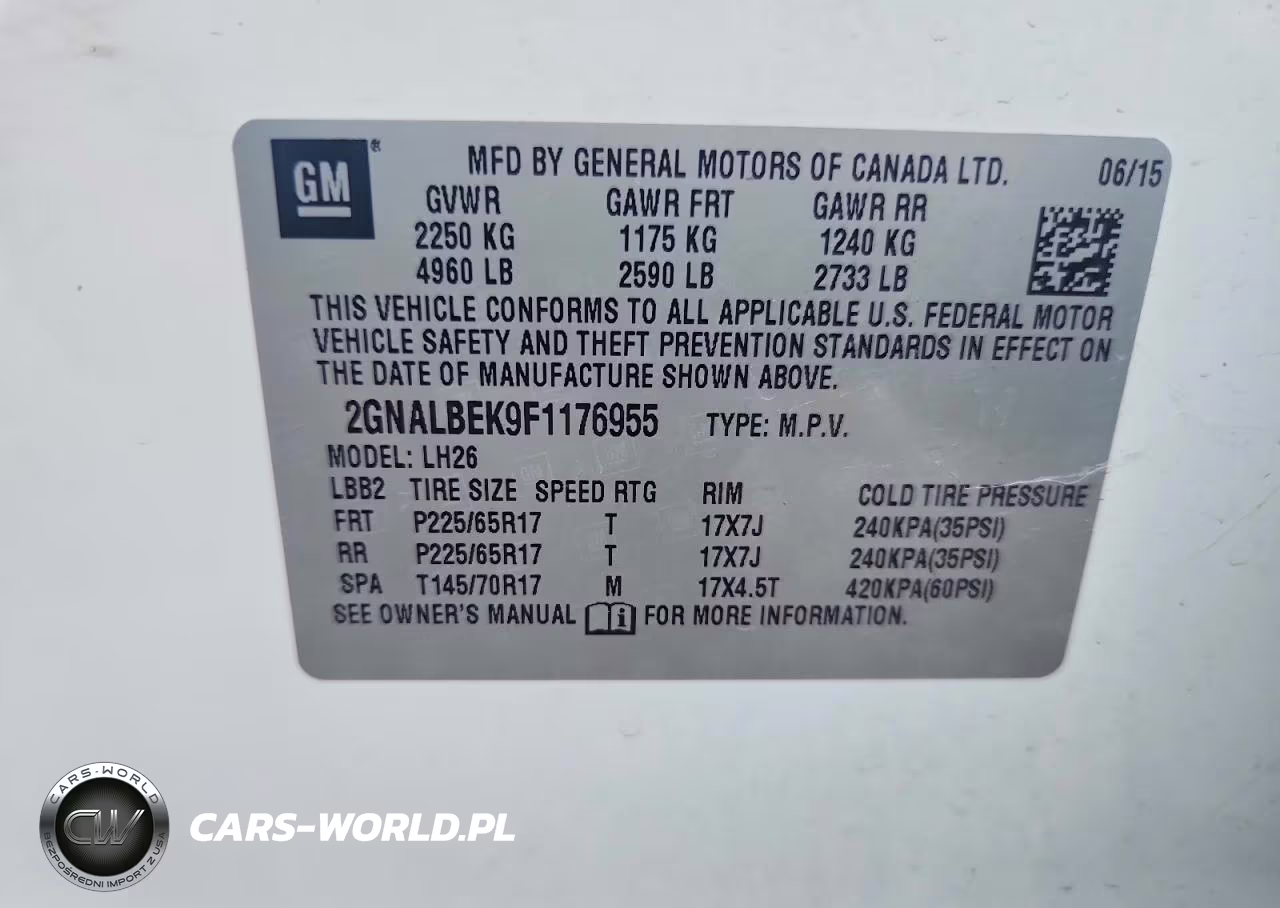 2015 Chevrolet Equinox Lt VIN:2GNALBEK9F1176955 - 12