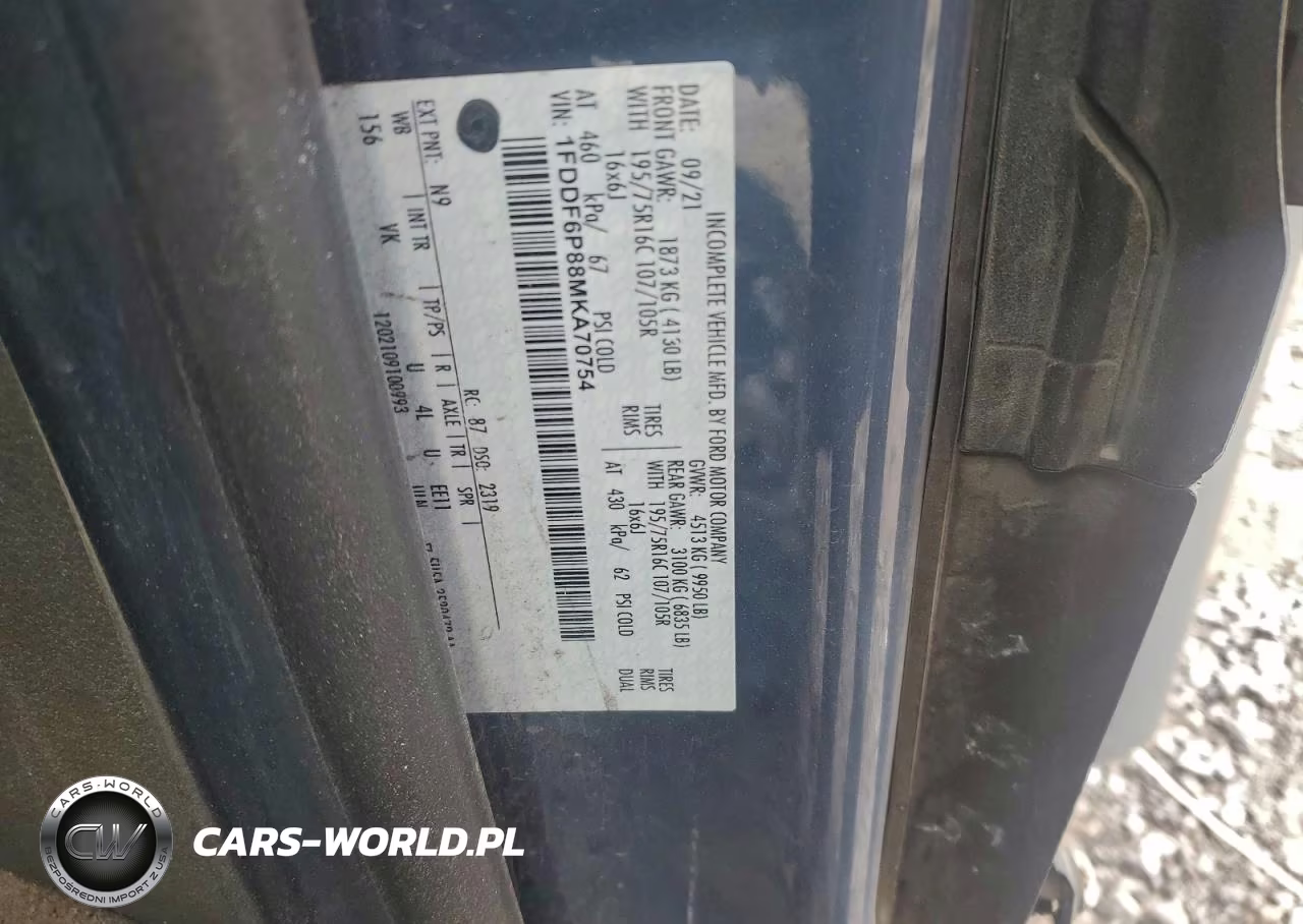 2021 Ford Transit Delivery Truck VIN:1FDDF6P88MKA70754 - 12