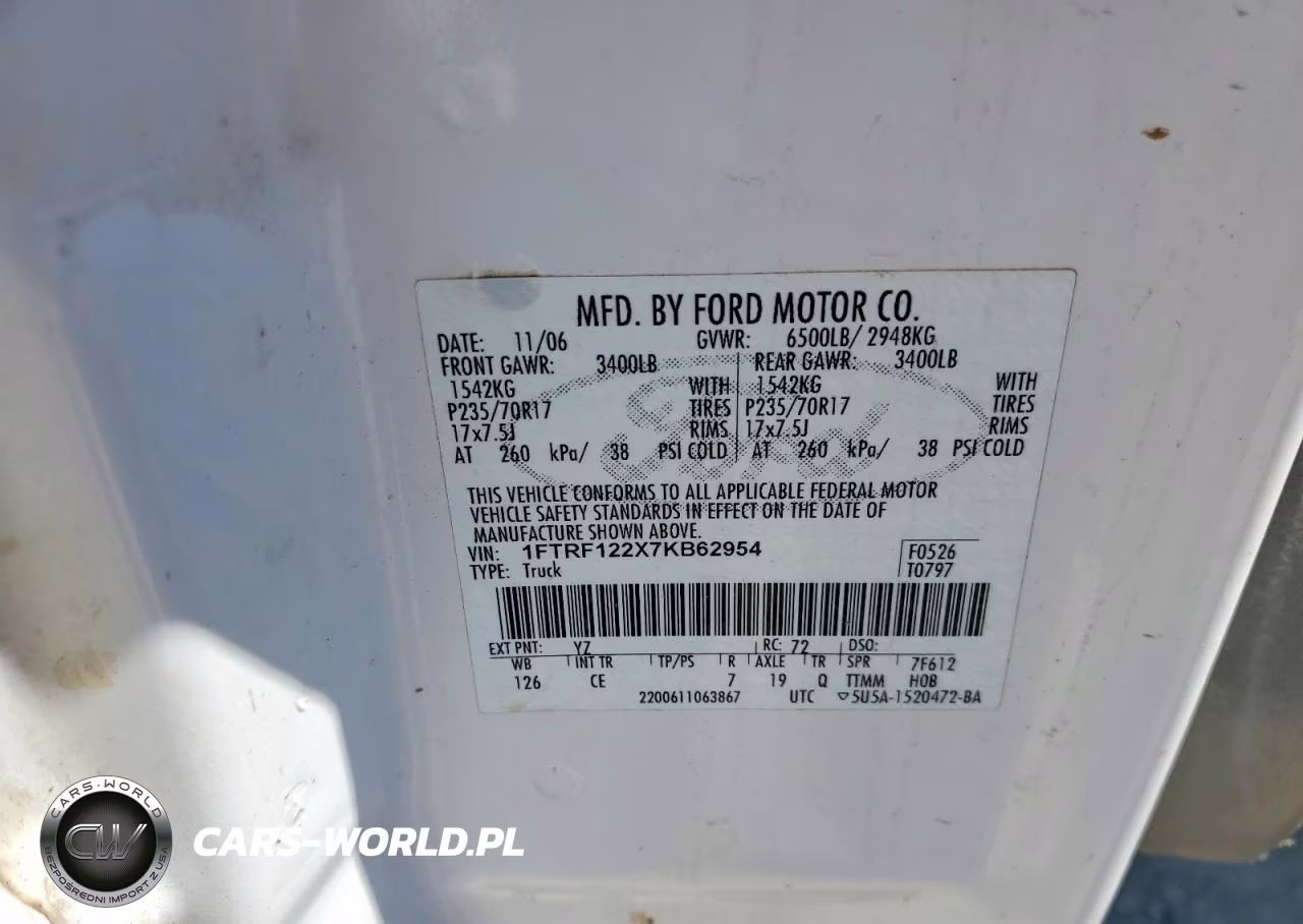 2007 Ford F150 VIN:1FTRF122X7KB62954 - 12