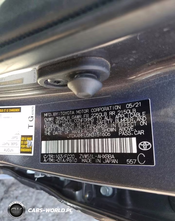 2021 Toyota Prius L Eco VIN:JTDKAMFU5M3151606 - 12