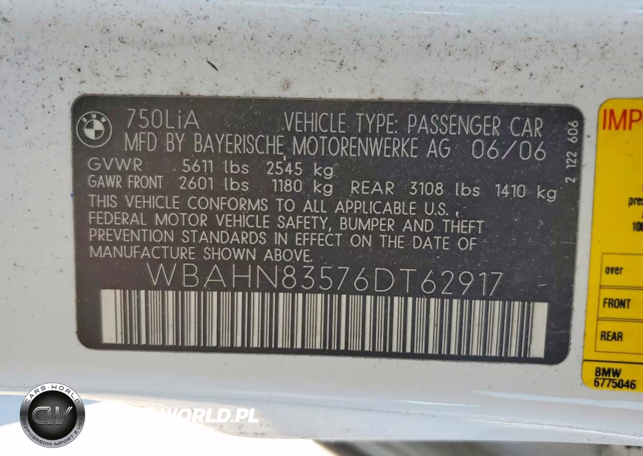 2006 BMW 7 Series 740Il VIN:WBAHN83576DT62917 - 13