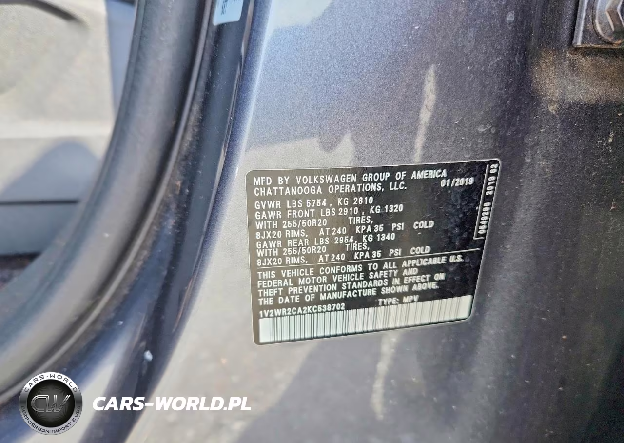 2019 Volkswagen Atlas Se VIN:1V2WR2CA2KC538702 - 13