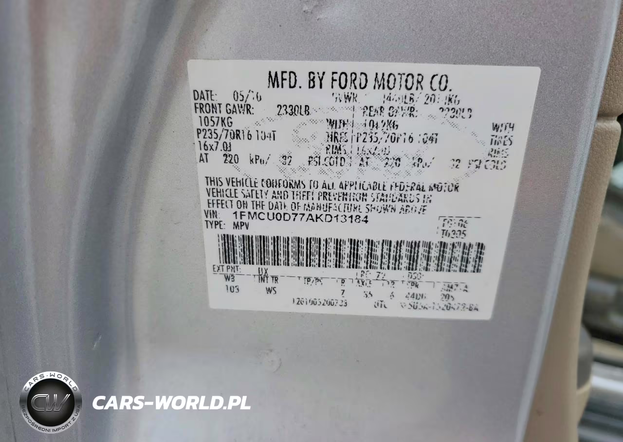 2010 Ford Escape Xlt VIN:1FMCU0D77AKD13184 - 13