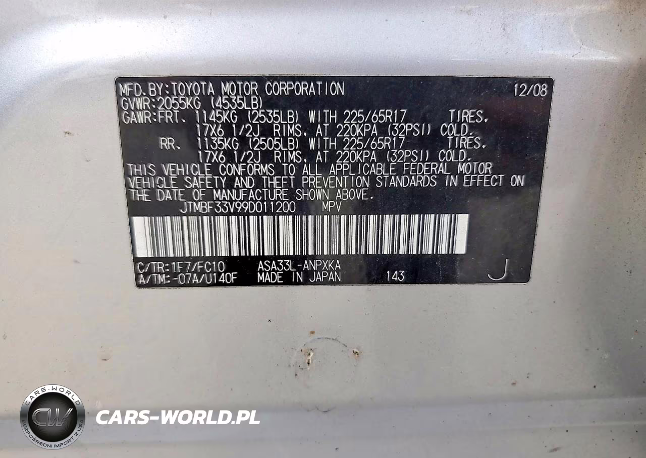 2009 Toyota Rav4 Base VIN:JTMBF33V99D011200 - 13
