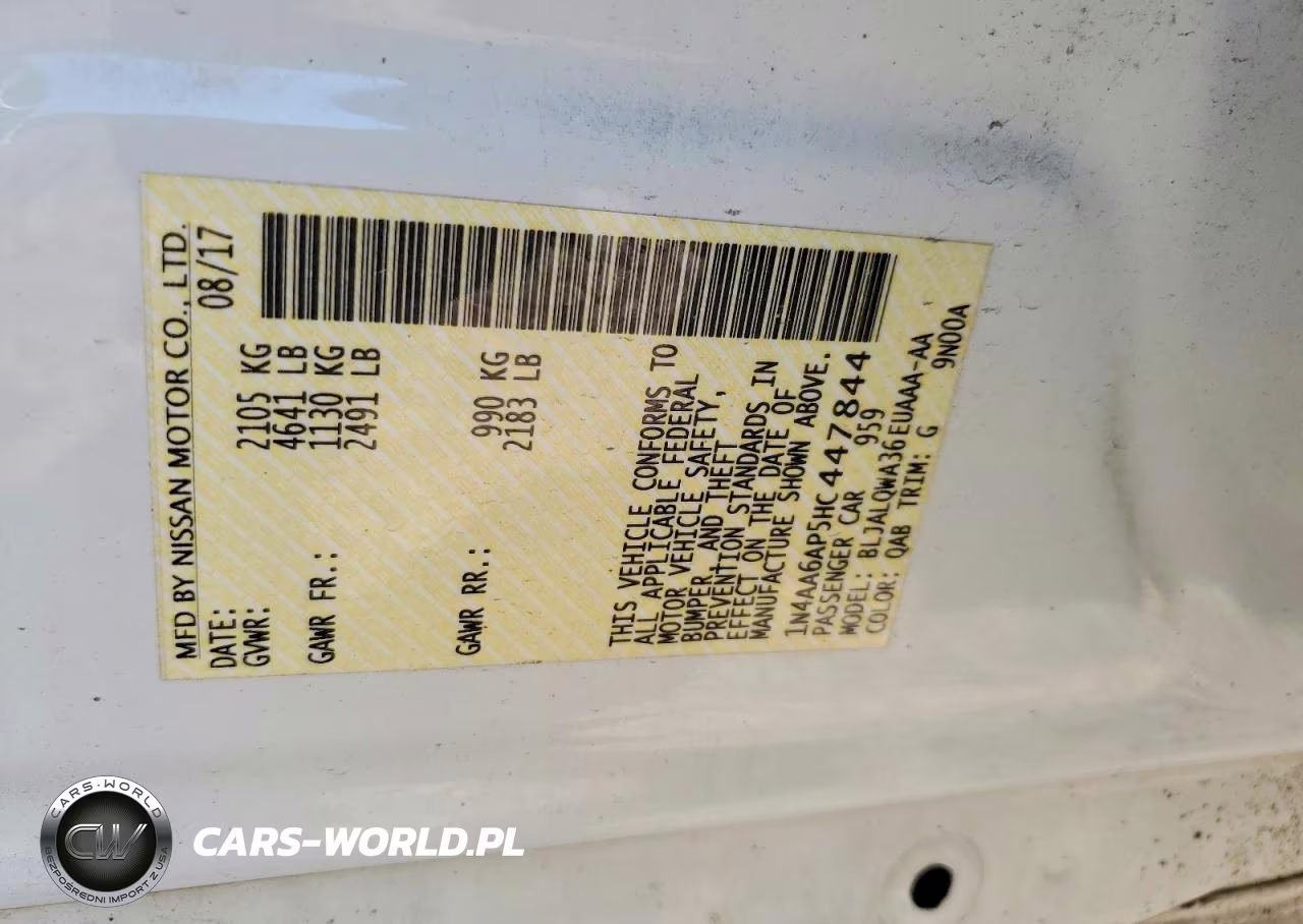 NISSAN MAXIMA VIN:1N4AA6AP5HC447844 - 13