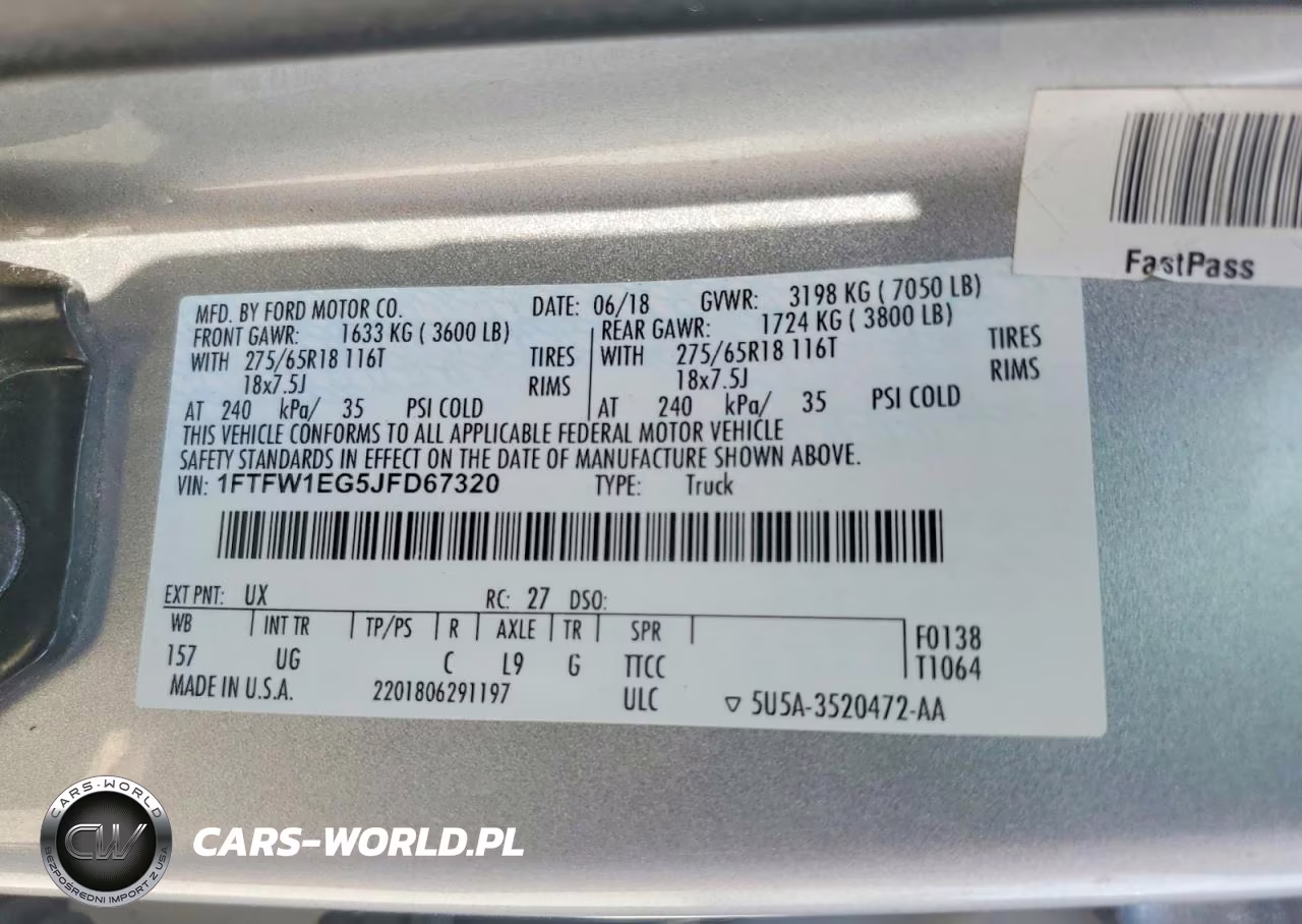 2018 Ford F150 Supercrew VIN:1FTFW1EG5JFD67320 - 12