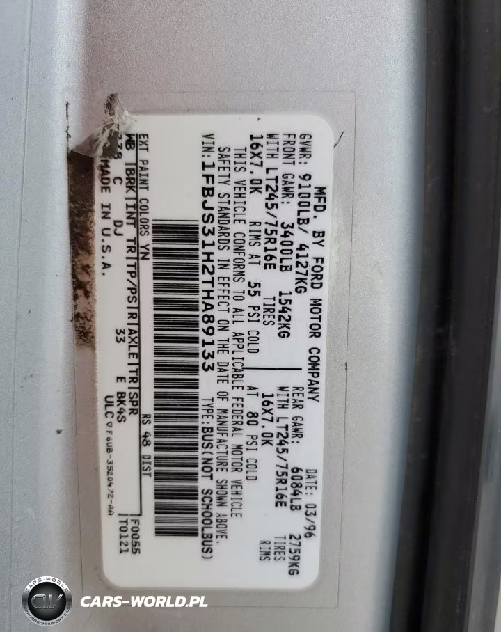 1996 Ford Econoline VIN:1FBJS31H2THA89133 - 12