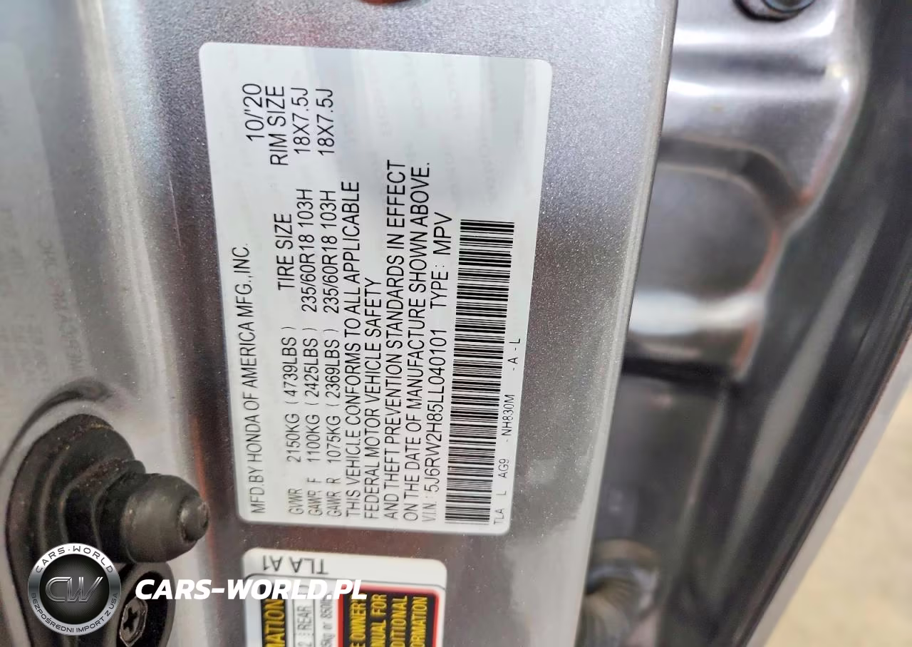 2020 Honda Cr-V Exl VIN:5J6RW2H85LL040101 - 14