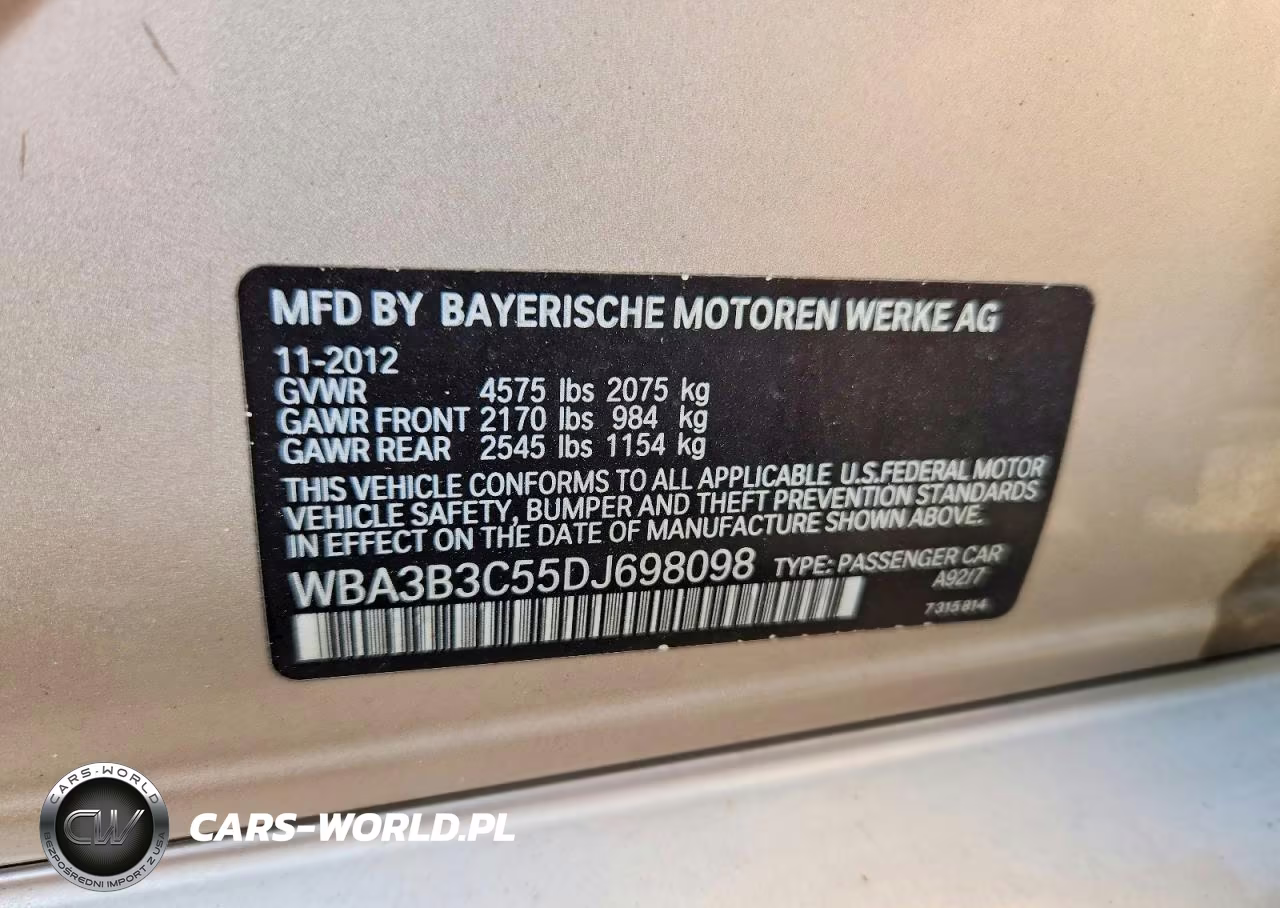 2013 BMW 328 Xi VIN:WBA3B3C55DJ698098 - 12
