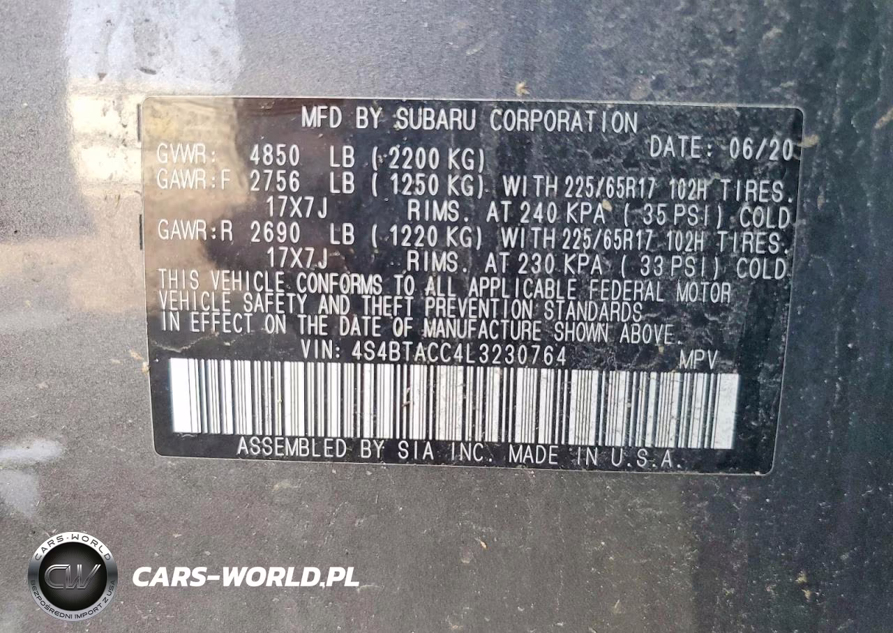 2020 Subaru Outback Premium VIN:4S4BTACC4L3230764 - 14