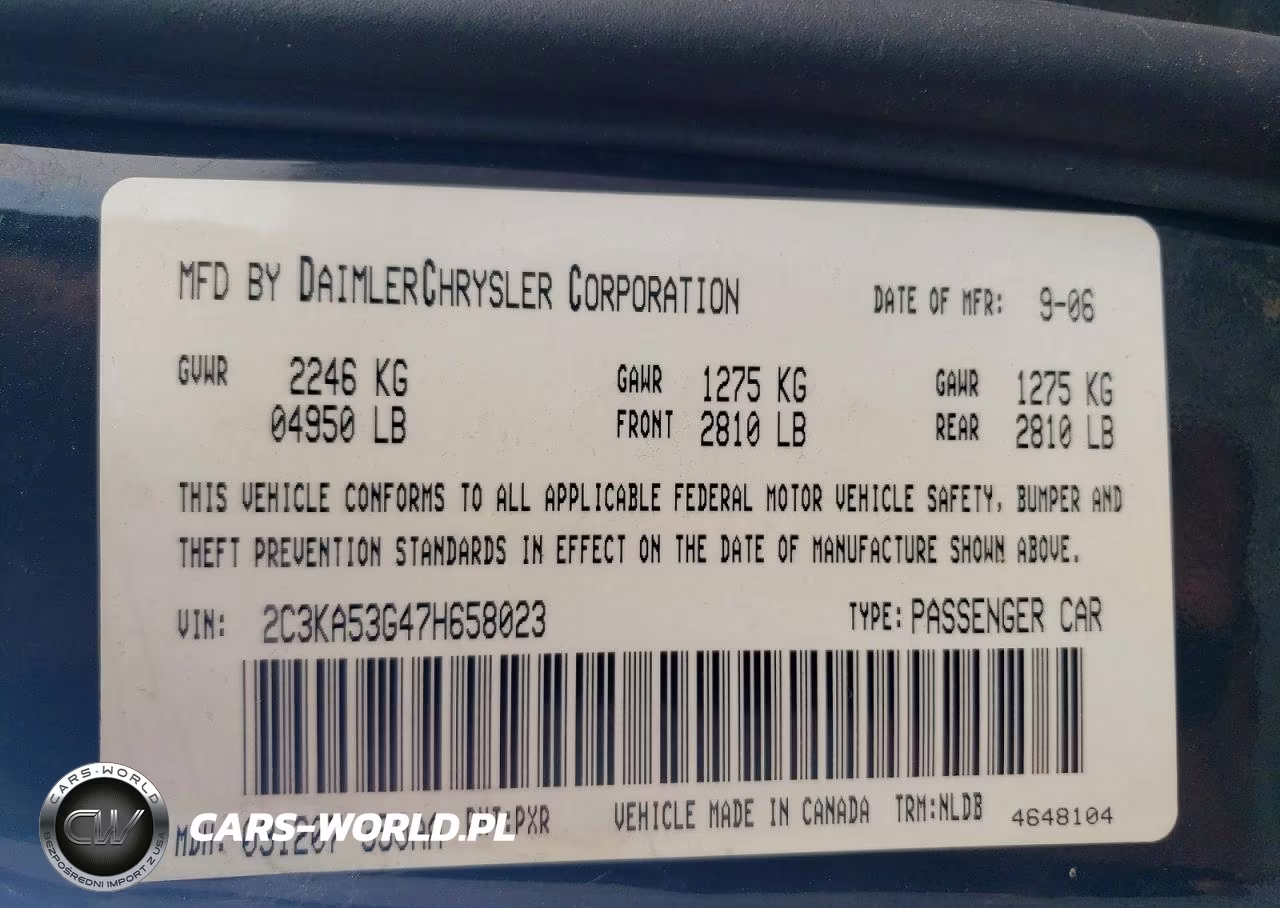 2007 Chrysler 300 Touring VIN:2C3KA53G47H658023 - 12