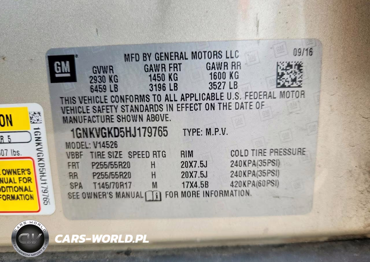2017 Chevrolet Traverse Lt VIN:1GNKVGKD5HJ179765 - 13