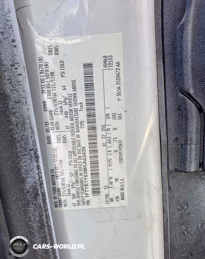 2021 Ford Transit T-150 VIN:1FTYE1Y83MKA02436 - 10