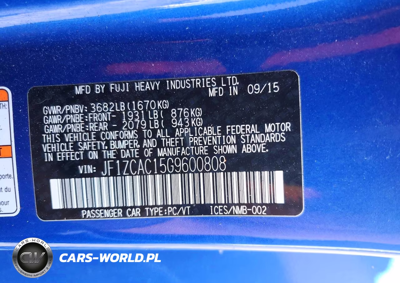 2016 Subaru Brz 2.0 Limited VIN:JF1ZCAC15G9600808 - 13