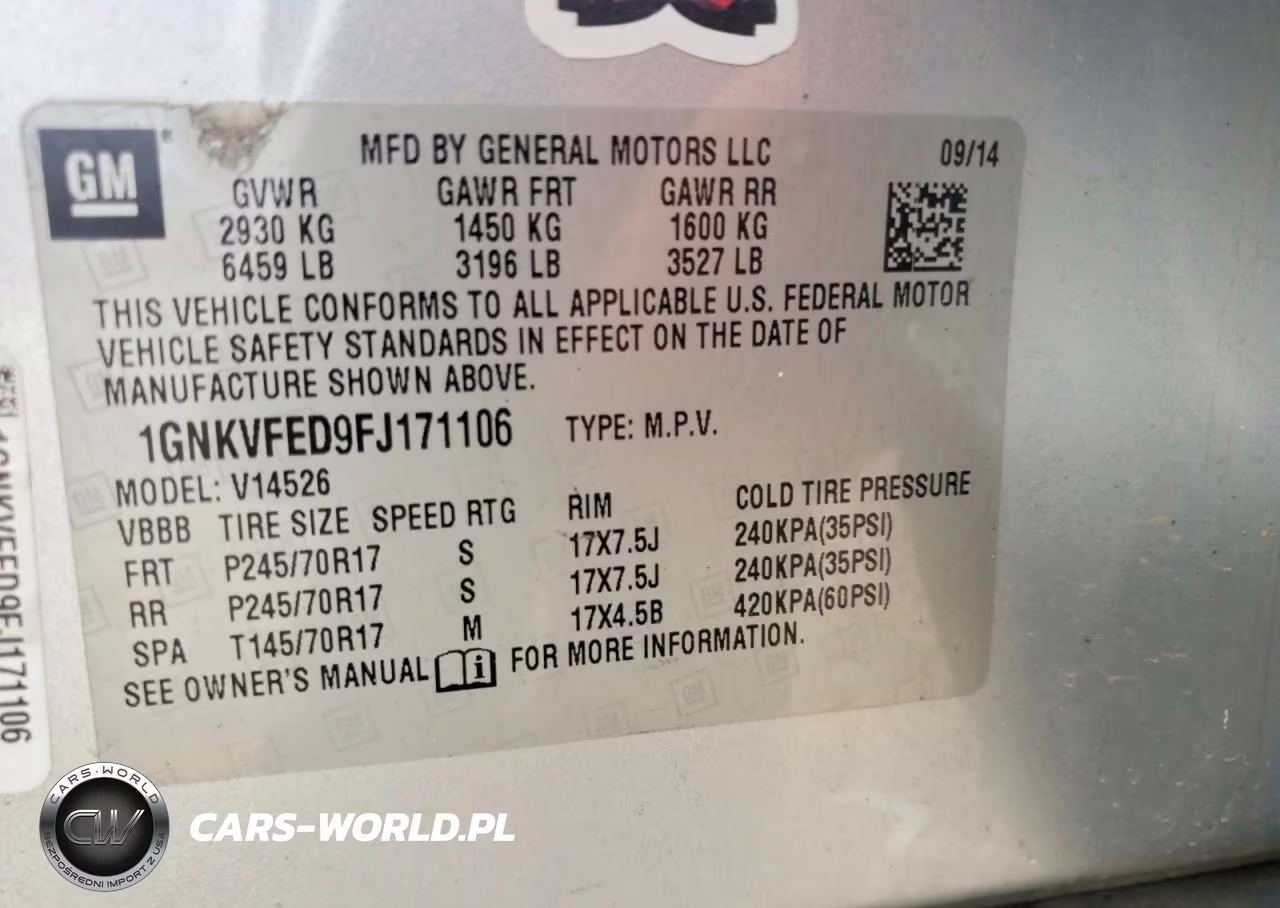 2015 Chevrolet Traverse Ls VIN:1GNKVFED9FJ171106 - 13