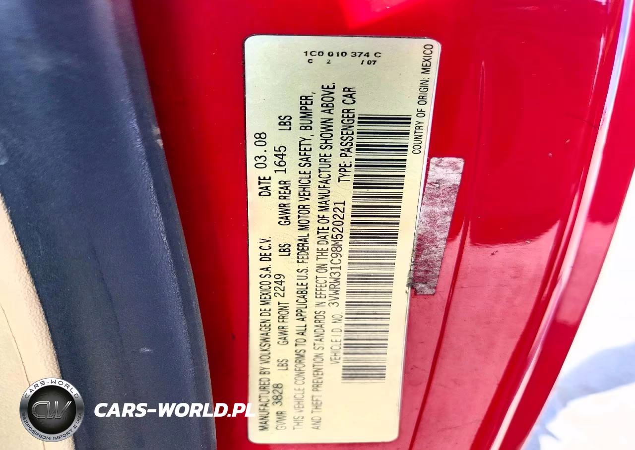 2008 Volkswagen New Beetle S VIN:3VWRW31C98M520221 - 12