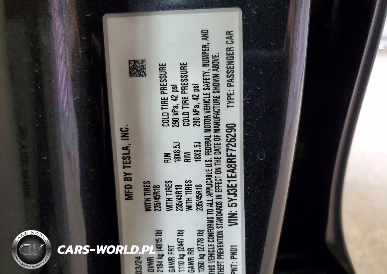 2024 Tesla Model 3 VIN:5YJ3E1EA8RF726290 - 12