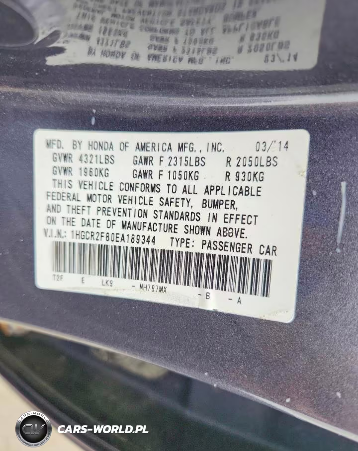 2014 Honda Accord Exl VIN:1HGCR2F80EA189344 - 12