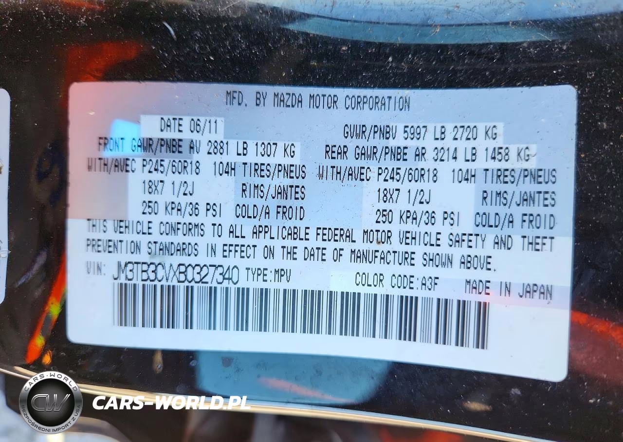 2011 Mazda Cx-9 VIN:JM3TB3CVXB0327340 - 13