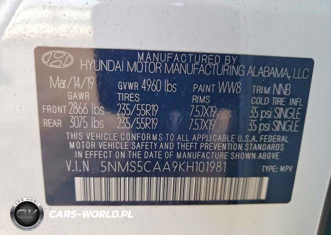 2019 Hyundai Santa Fe Ultimate 2.0T VIN:5NMS5CAA9KH101981 - 13