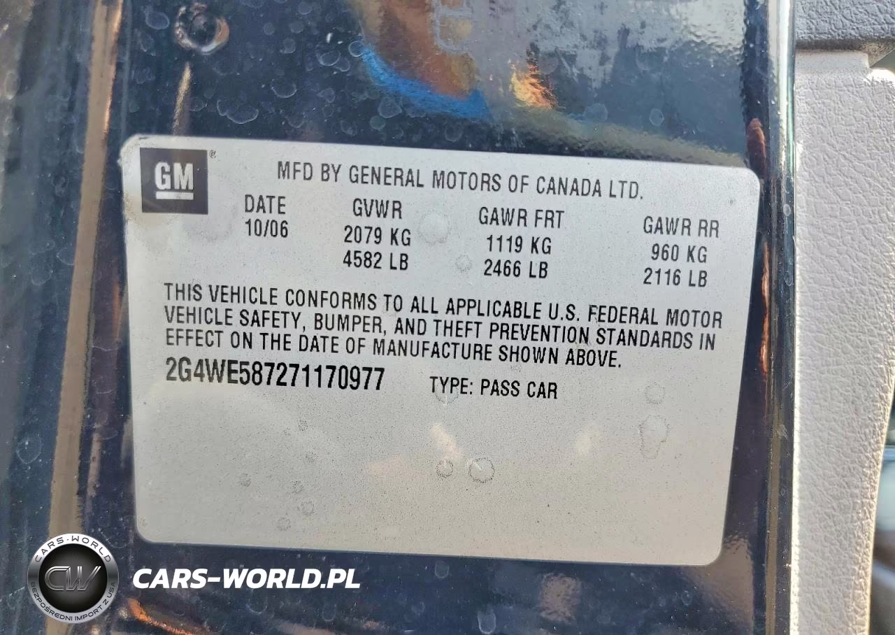 2007 Buick Lacrosse Cxs VIN:2G4WE587271170977 - 12