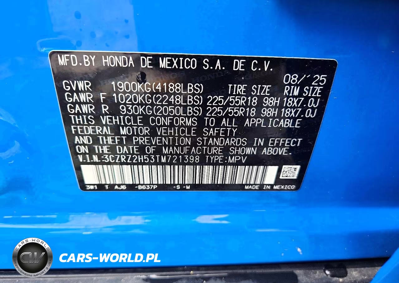 2026 Honda Hr-V Sport VIN:3CZRZ2H53TM721398 - 13