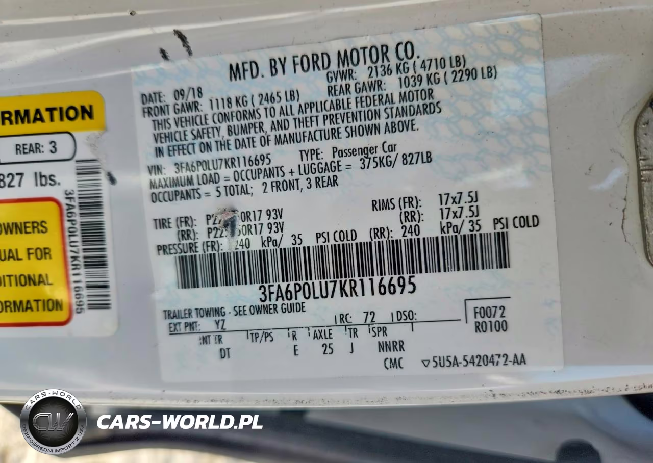 2019 Ford Fusion Se VIN:3FA6P0LU7KR116695 - 13