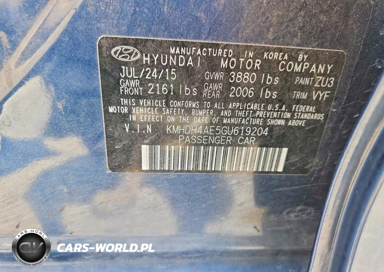 2016 Hyundai Elantra Se VIN:KMHDH4AE5GU619204 - 12