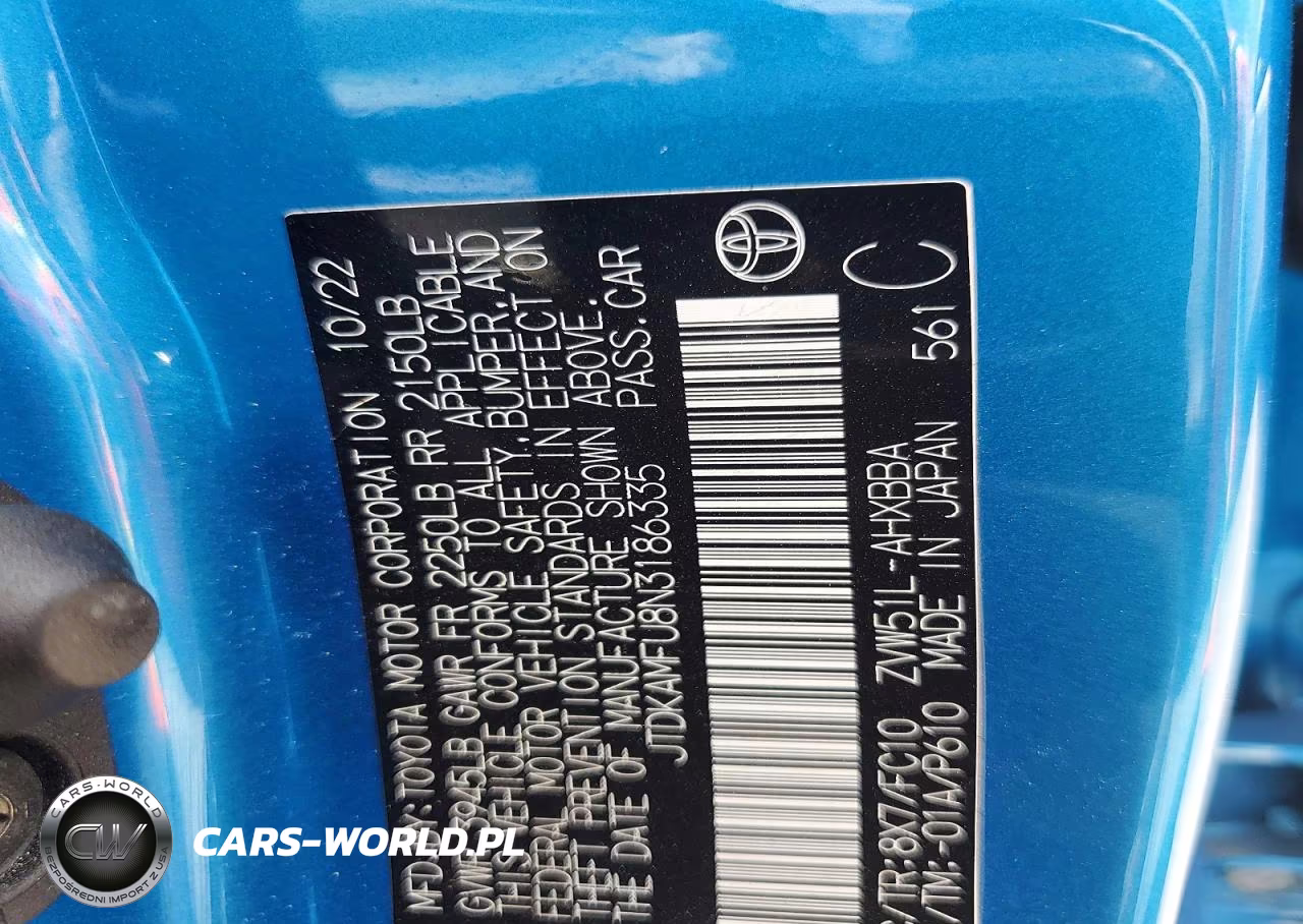 2022 Toyota Prius L Eco VIN:JTDKAMFU8N3186335 - 14