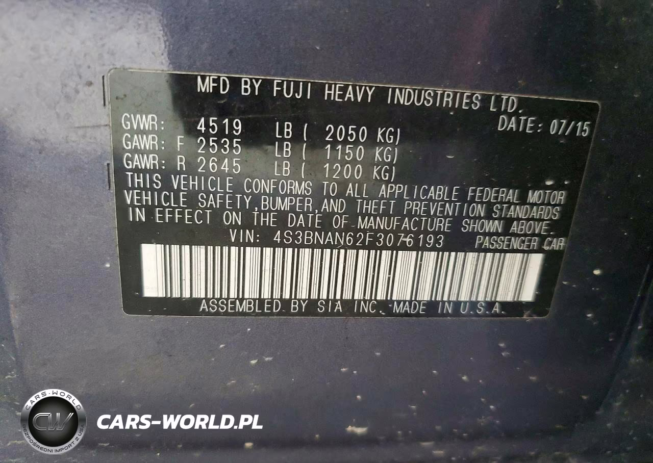 2015 Subaru Legacy VIN:4S3BNAN62F3076193 - 13