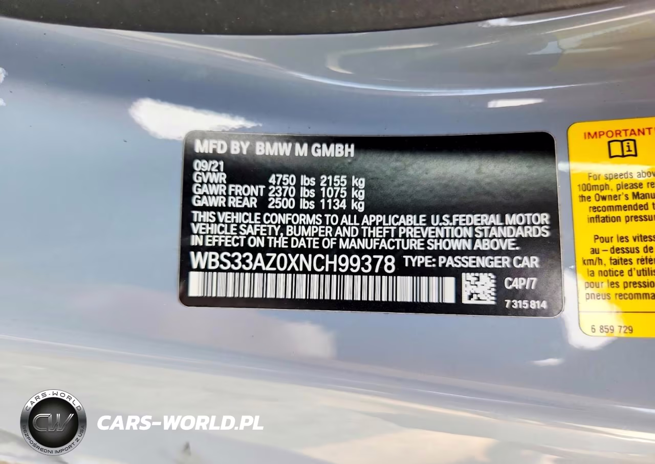 2022 BMW M4 Competition VIN:WBS33AZ0XNCH99378 - 12