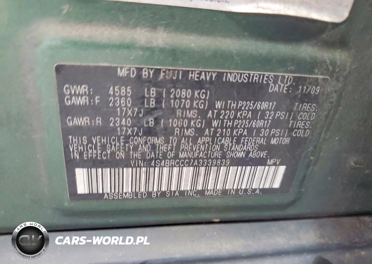 2010 Subaru Outback 2.5I Premium VIN:4S4BRCCC7A3339839 - 13