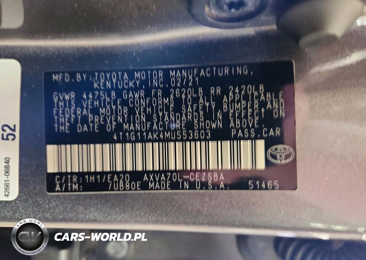 2021 Toyota Camry Se VIN:4T1G11AK4MU553603 - 12