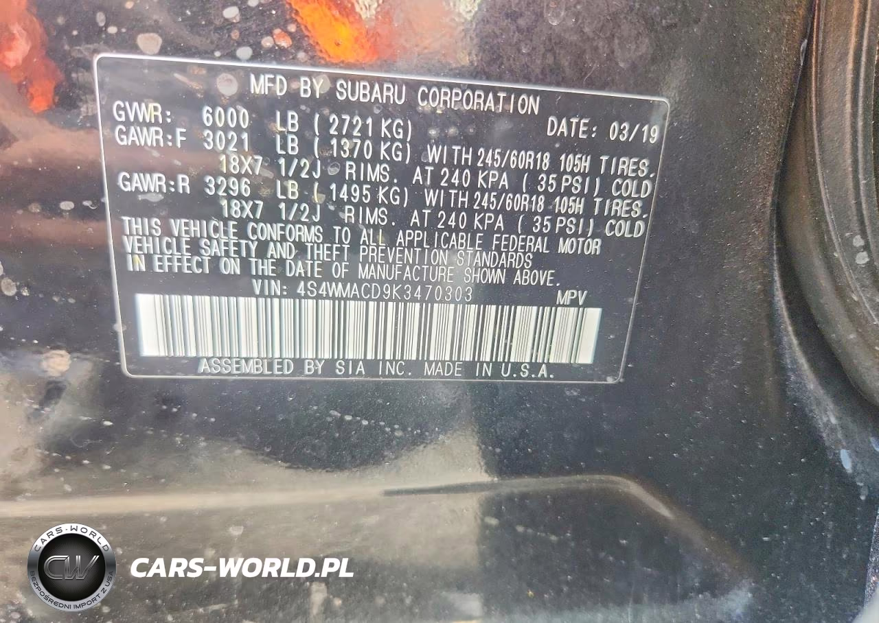 2019 Subaru Ascent Premium VIN:4S4WMACD9K3470303 - 13