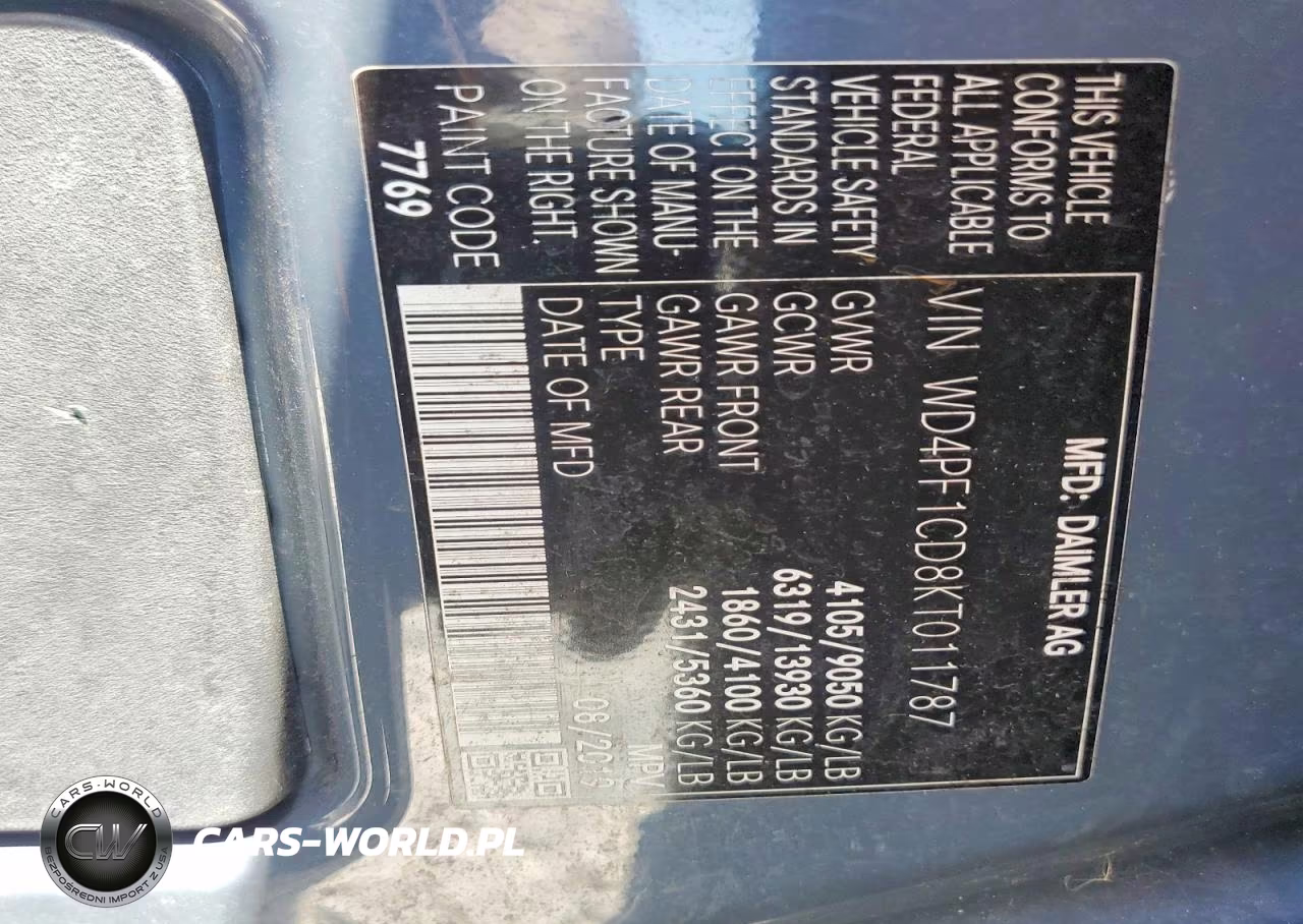 2019 Mercedes-Benz Sprinter 2500-3500 VIN:WD4PF1CD8KT011787 - 13