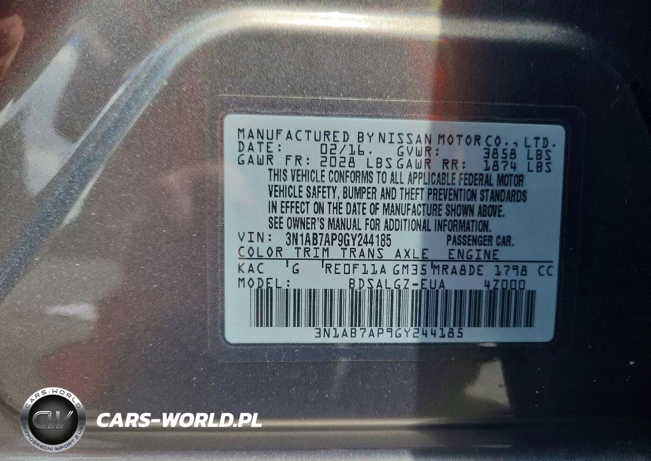 2016 Nissan Sentra Sl VIN:3N1AB7AP9GY244185 - 13