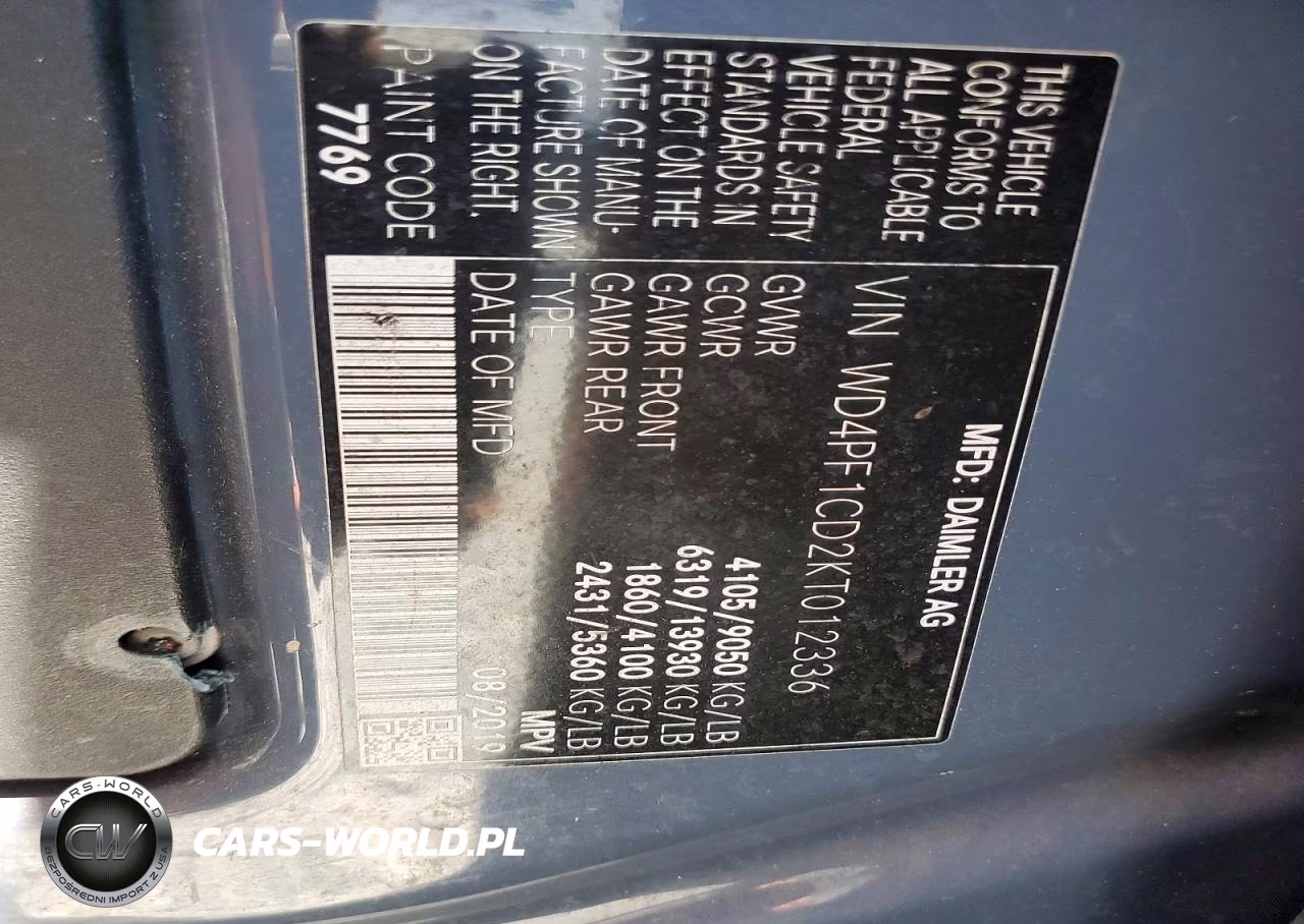 2019 Mercedes-Benz Sprinter 2500-3500 Delivery Van VIN:WD4PF1CD2KT012336 - 13