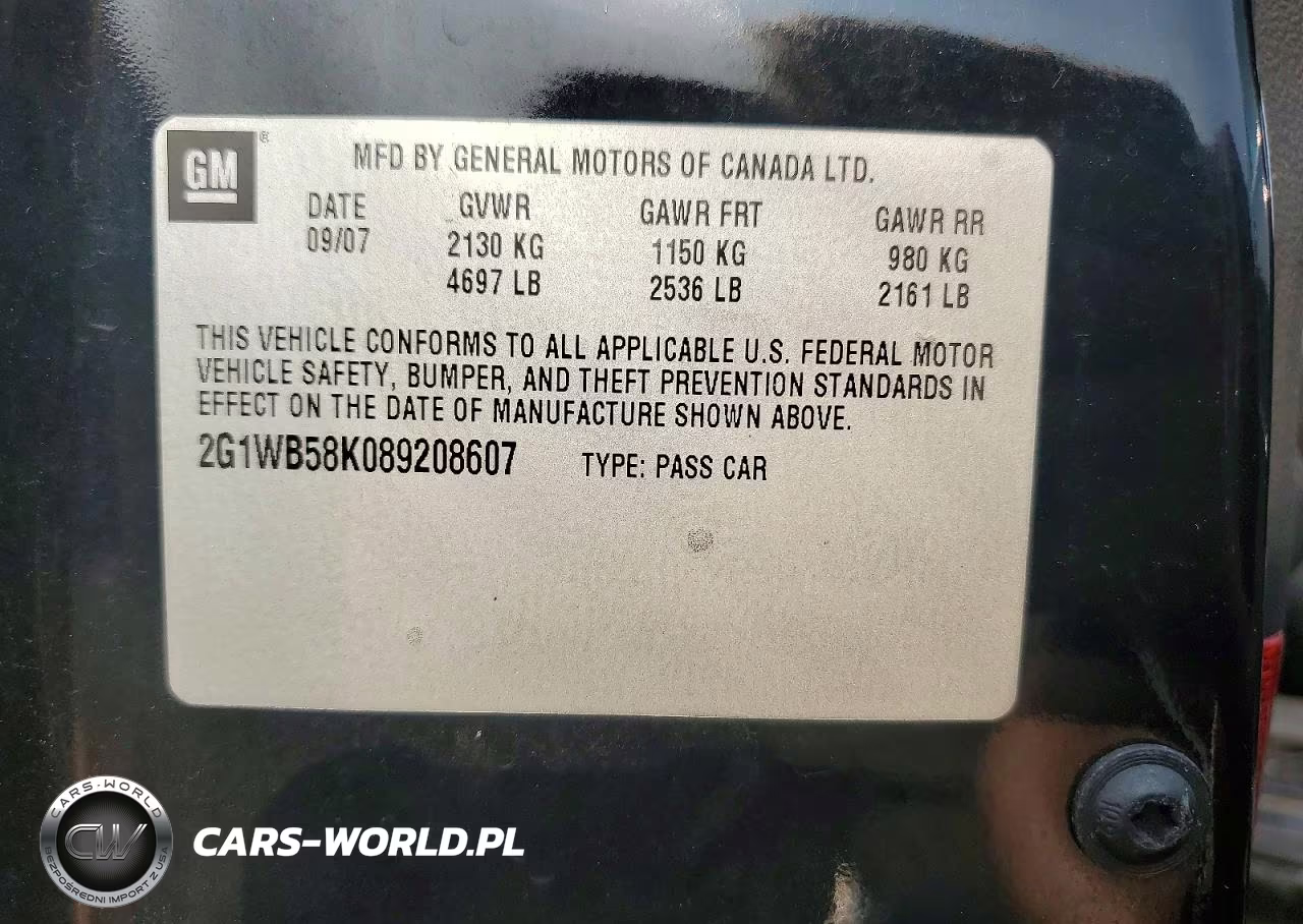 2008 Chevrolet Impala Ls VIN:2G1WB58K089208607 - 12