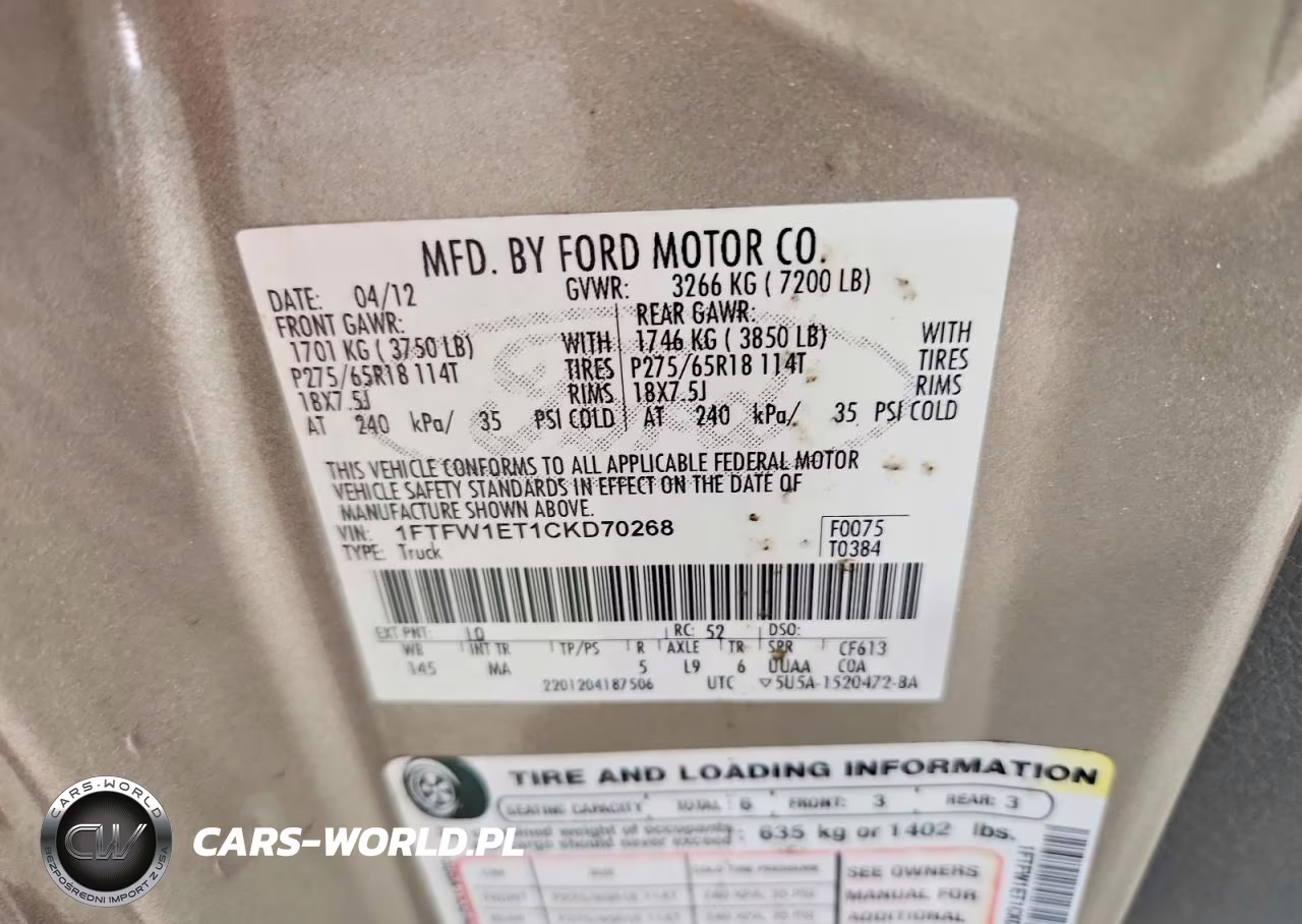 2012 Ford F150 Supercrew VIN:1FTFW1ET1CKD70268 - 12